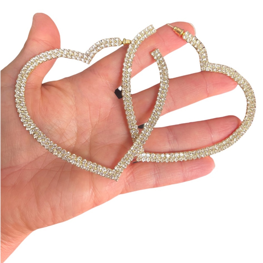 Big Heart Crystal Hoop Earrings